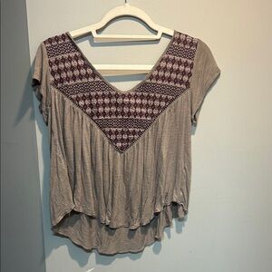 Wild Pearl Beige and Maroon Patterned Blouse